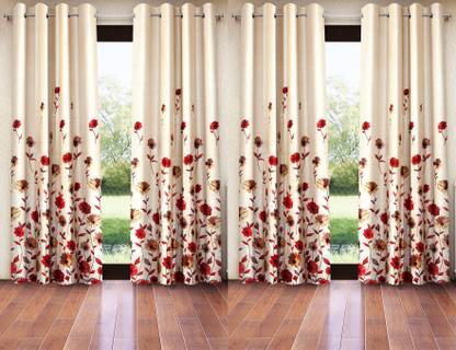 Home Sizzler 153 cm (5 ft) Window Polyester Semi Transparent Curtain (Pack Of 4)