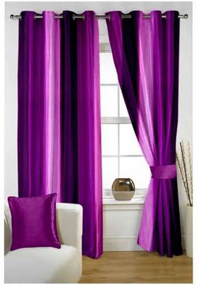 Panipat Textile Hub 152.4 cm (5 ft) Polyester Semi Transparent Window Curtain (Pack Of 2)