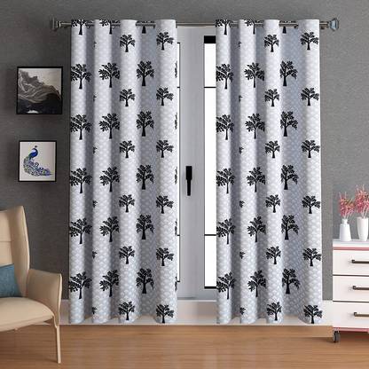 SIRJANHAAR 274 cm (9 ft) Long Door Polyester Semi Transparent Curtain (Pack Of 2)