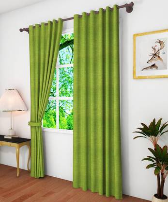 PINK PARROT 213 cm (7 ft) Door Polyester Semi Transparent Curtain (Pack Of 2)