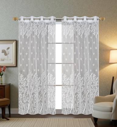 SR Collection 213 cm (7 ft) Net Semi Transparent Door Curtain (Pack Of 2)