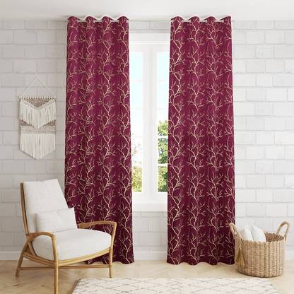 Flipkart SmartBuy 152 cm (5 ft) Velvet Blackout Window Curtain (Pack Of 2)