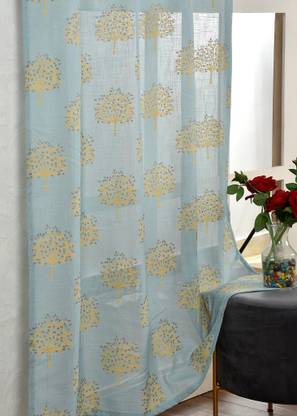 RAJALWAL 153 cm (5 ft) Window Cotton Semi Transparent Curtain (Pack Of 2)