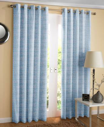 Cotton Trendy 152 cm (5 ft) Velvet Semi Transparent Window Curtain (Pack Of 2)