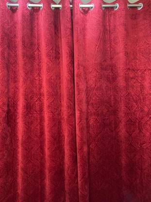 Quibble 274 cm (9 ft) Velvet Semi Transparent Long Door Curtain (Pack Of 2)
