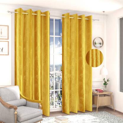 Fabrilia 152 cm (5 ft) Window Polyester Room Darkening Curtain (Pack Of 2)
