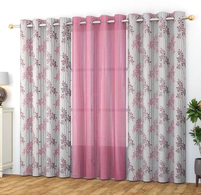 Stackers 152 cm (5 ft) Tissue Transparent Window Curtain (Pack Of 3)