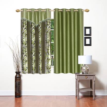 Stella Creations 154 cm (5 ft) Polyester Semi Transparent Window Curtain (Pack Of 2)