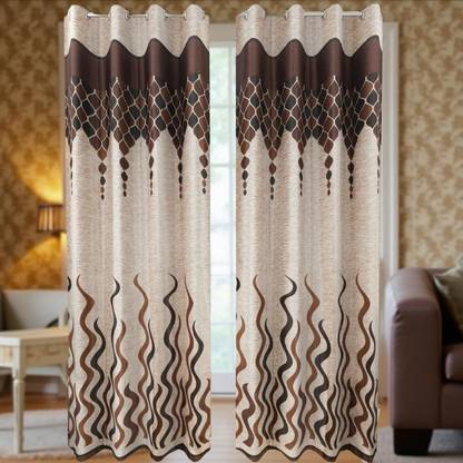 Ville Style 213 cm (7 ft) Polyester Semi Transparent Door Curtain (Pack Of 2)