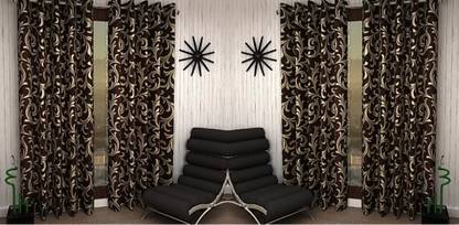 STAMEN 214 cm (7 ft) Polyester Semi Transparent Door Curtain (Pack Of 4)