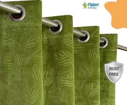 Flipkart SmartBuy 152 cm (5 ft) Window Velvet Semi Transparent Curtain (Pack Of 2)