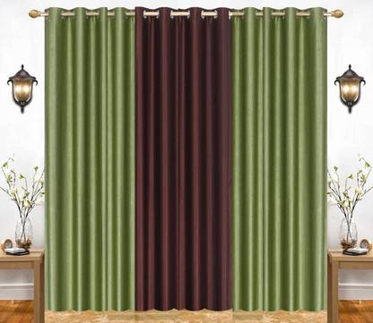 India Furnish 274 cm (9 ft) Polyester Semi Transparent Long Door Curtain (Pack Of 3)