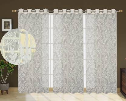 JUBILANT HOME FASHION 152 cm (5 ft) Window Net Semi Transparent Curtain (Pack Of 3)