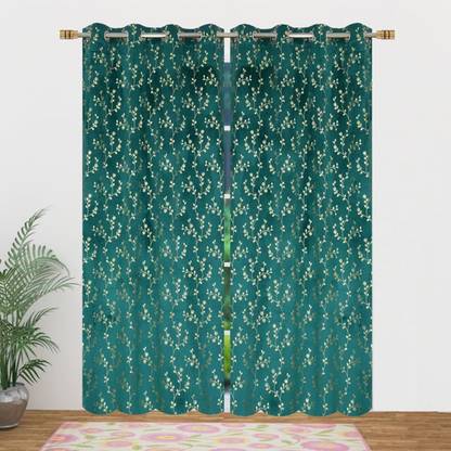 KL Decor 152 cm (5 ft) Velvet Room Darkening Window Curtain Single Curtain