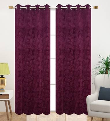 Stackers 152 cm (5 ft) Velvet Room Darkening Window Curtain (Pack Of 2)