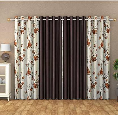 kiara Creations 274 cm (9 ft) Long Door Polyester Semi Transparent Curtain (Pack Of 4)