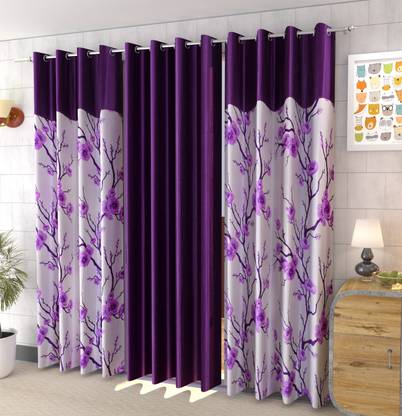 Galaxy Home Decor 274 cm (9 ft) Polyester Semi Transparent Long Door Curtain (Pack Of 3)