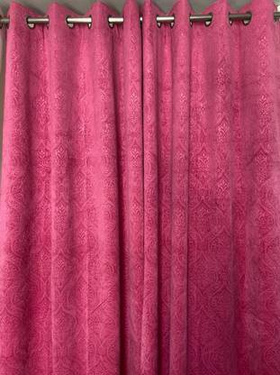 Quibble 152 cm (5 ft) Velvet Semi Transparent Window Curtain (Pack Of 2)