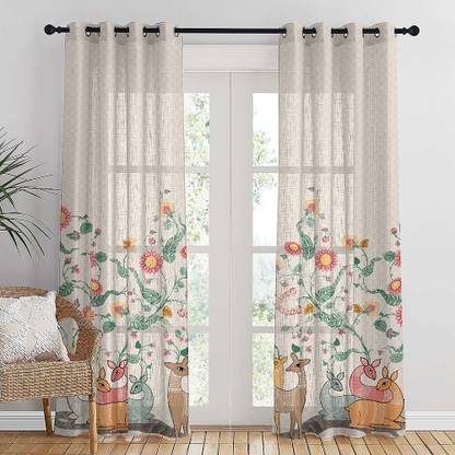 SPACES DRAPE STORY 213 cm (7 ft) Polyester Transparent Door Curtain (Pack Of 2)