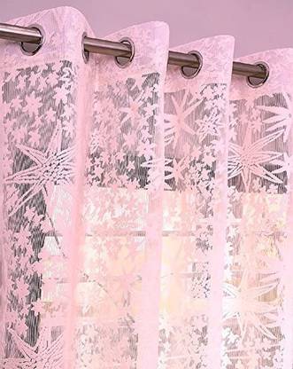 Saanvi Creations 152 cm (5 ft) Net Semi Transparent Window Curtain (Pack Of 2)