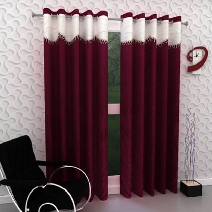 Panipat Textile Hub 152 cm (5 ft) Polyester Semi Transparent Window Curtain (Pack Of 4)
