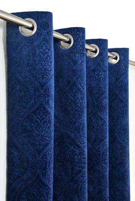Panipat Textile Hub 214 cm (7 ft) Door Velvet Room Darkening Curtain (Pack Of 2)