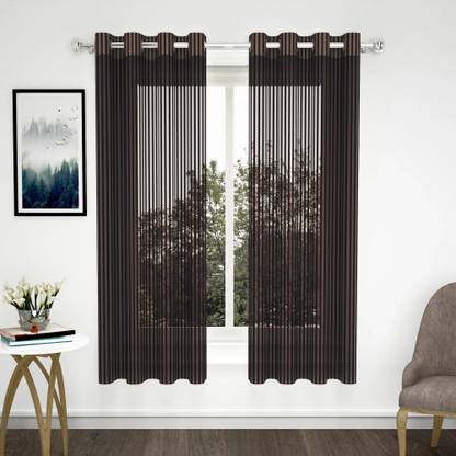 Story@home 152 cm (5 ft) Window Tissue Semi Transparent Curtain (Pack Of 2)