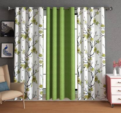 Lunar Days 152.4 cm (5 ft) Polyester Semi Transparent Window Curtain (Pack Of 3)
