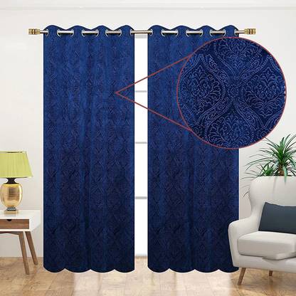 LOOMLYFE 275 cm (9 ft) Velvet Blackout Long Door Curtain (Pack Of 2)