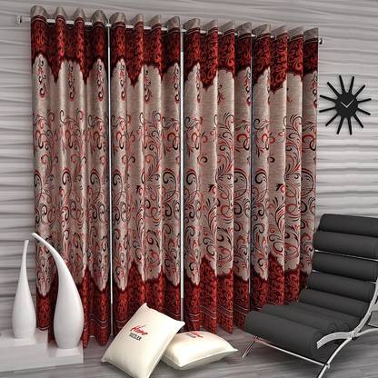 Home Sizzler 153 cm (5 ft) Polyester Semi Transparent Window Curtain (Pack Of 4)