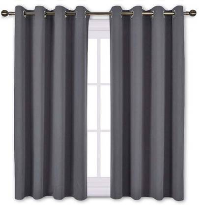COMFY HOME 152.4 cm (5 ft) Window Silk Blackout Curtain (Pack Of 2)