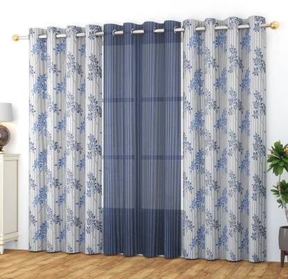 Stackers 152 cm (5 ft) Tissue Transparent Window Curtain (Pack Of 3)