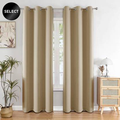 HOMEMONDE 213.36 cm (7 ft) Polyester Blackout Door Curtain (Pack Of 2)