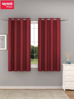 Raymond Home 152 cm (5 ft) Polyester Room Darkening Window Curtain (Pack Of 2)  (Solid, Red)