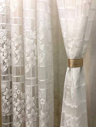 DTODEXPRESS 274.3 cm (9 ft) Net Semi Transparent Long Door Curtain (Pack Of 2)