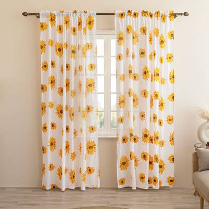 HOMEMONDE 213 cm (7 ft) Cotton Transparent Door Curtain (Pack Of 2)