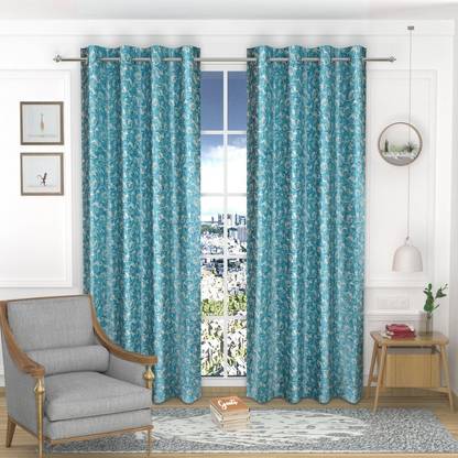 SKJ FURNISHINGS 213.36 cm (7 ft) Door Polyester Blackout Curtain (Pack Of 2)