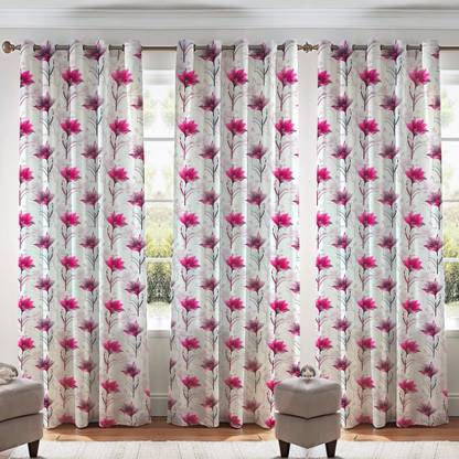 Kanodia Poly Fab 213 cm (7 ft) Polyester Semi Transparent Door Curtain (Pack Of 3)