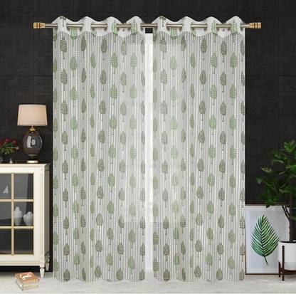 DTODEXPRESS 274.3 cm (9 ft) Tissue Semi Transparent Long Door Curtain (Pack Of 2)
