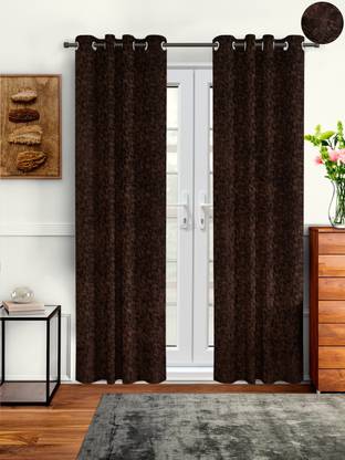 Cortina 270 cm (9 ft) Velvet Room Darkening Long Door Curtain (Pack Of 2)