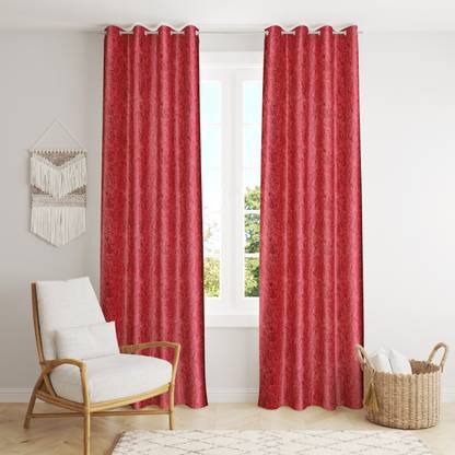 Fab Castle 274 cm (9 ft) Long Door Polyester Semi Transparent Curtain (Pack Of 2)