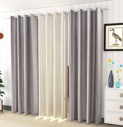 Brand Roots 153 cm (5 ft) Polyester Room Darkening Window Curtain (Pack Of 3)