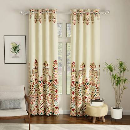 Urban Space 213 cm (7 ft) Polyester Room Darkening Door Curtain (Pack Of 2)