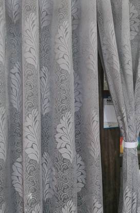 HHF DECOR 153 cm (5 ft) Polyester Semi Transparent Window Curtain (Pack Of 2)