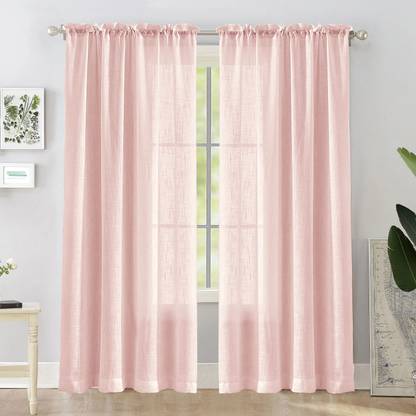 HOMEMONDE 213.36 cm (7 ft) Door Cotton Transparent Curtain (Pack Of 2)
