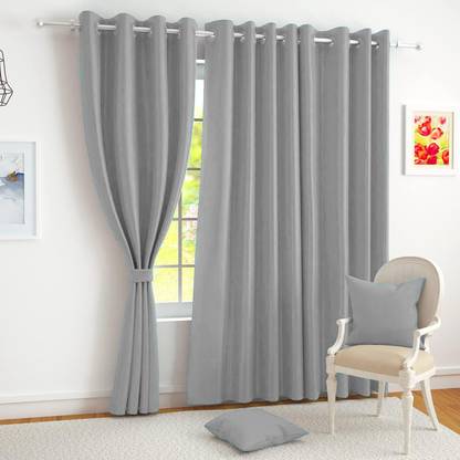 FIRSTLIKE 274.5 cm (9 ft) Polyester Semi Transparent Long Door Curtain (Pack Of 2)
