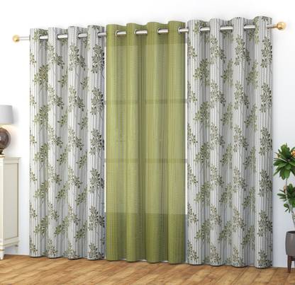 RAJALWAL 213 cm (7 ft) Door Tissue Transparent Curtain (Pack Of 3)