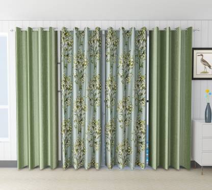 SKJ FURNISHINGS 365 cm (12 ft) Long Door Polyester Room Darkening Curtain (Pack Of 4)