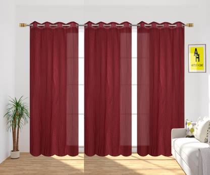 AH ARTSY HOME 154 cm (5 ft) Tissue, Net Semi Transparent Window Curtain (Pack Of 3)