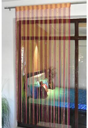 Pomp & Romp Premium Door String Beads 155 cm (5 ft) Blends, Polyester Transparent Window Curtain Single Curtain